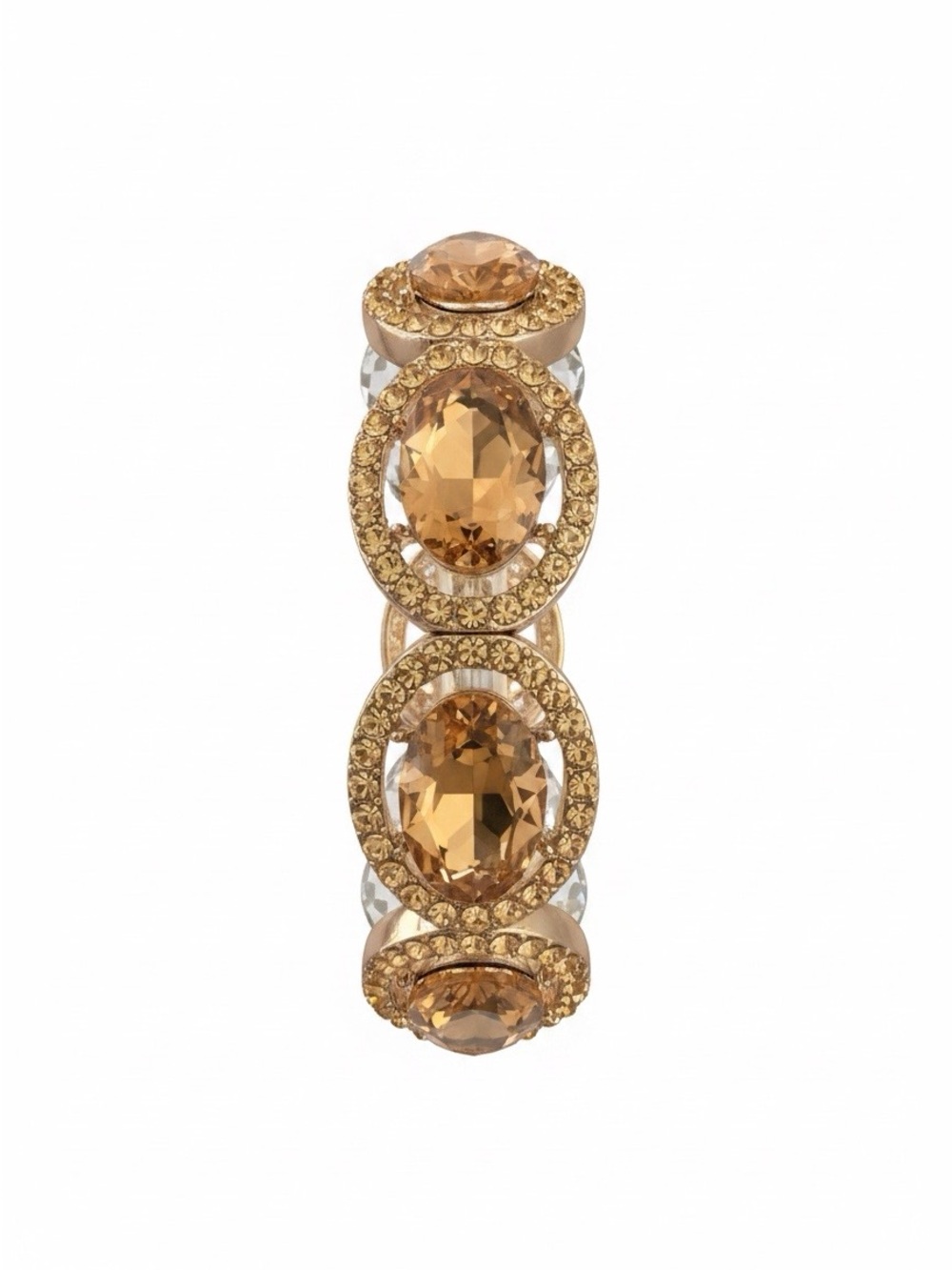 Chunky Gold-Tone Topaz Crystal Stretch Statement Bracelet - Picture 2 of 5